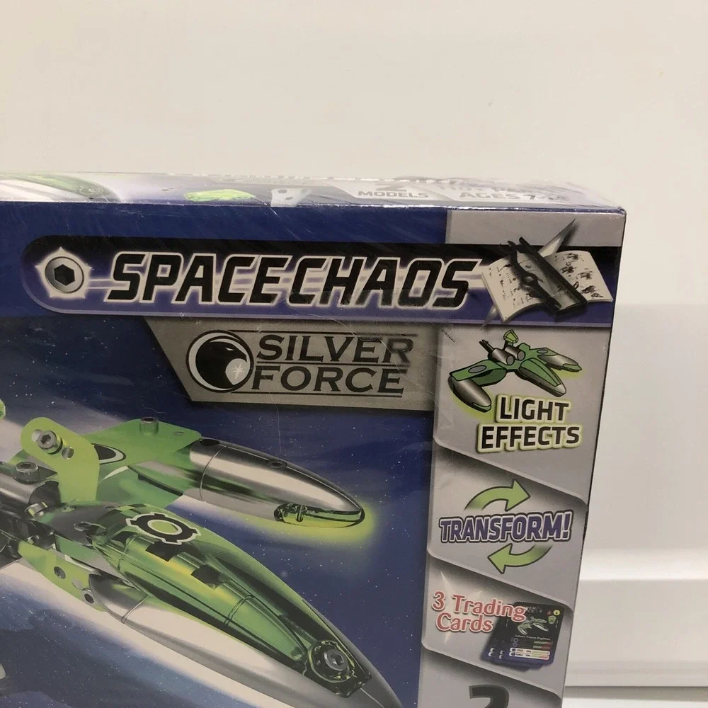 ERECTOR Space Chaos Silver Force Spaceship‎ 2 Models Light Effects 110+ Parts